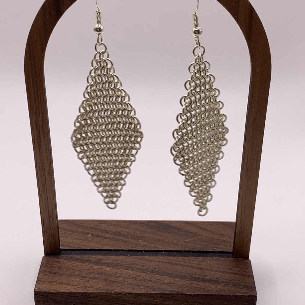 Elegant Silver Chainmail Earrings